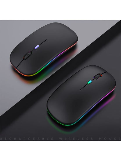 RGB LED Rechargeable & Noiseless Click Mouse (Black)