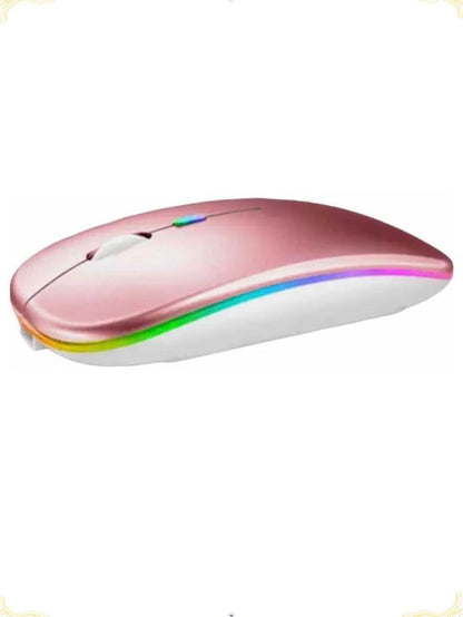 RGB LED Rechargeable & Noiseless Click Mouse (Pink)