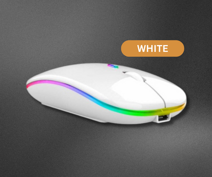 RGB LED Rechargeable & Noiseless Click Mouse (White)
